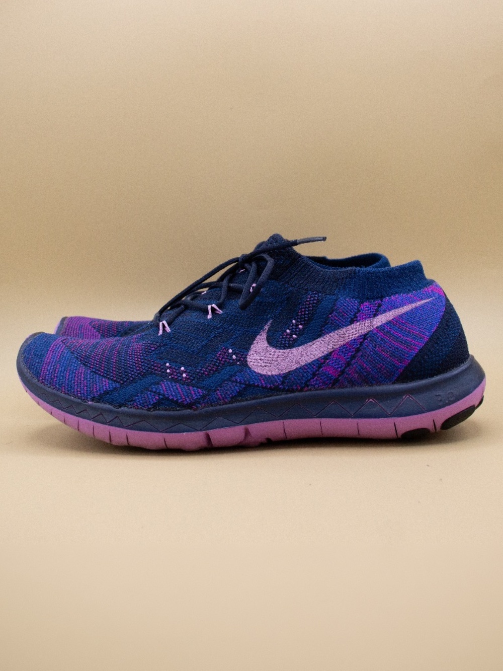 Nike Free 3.0 Flyknit Dark Obsidian Athletic Shoes 718420-400 Women's Size 8